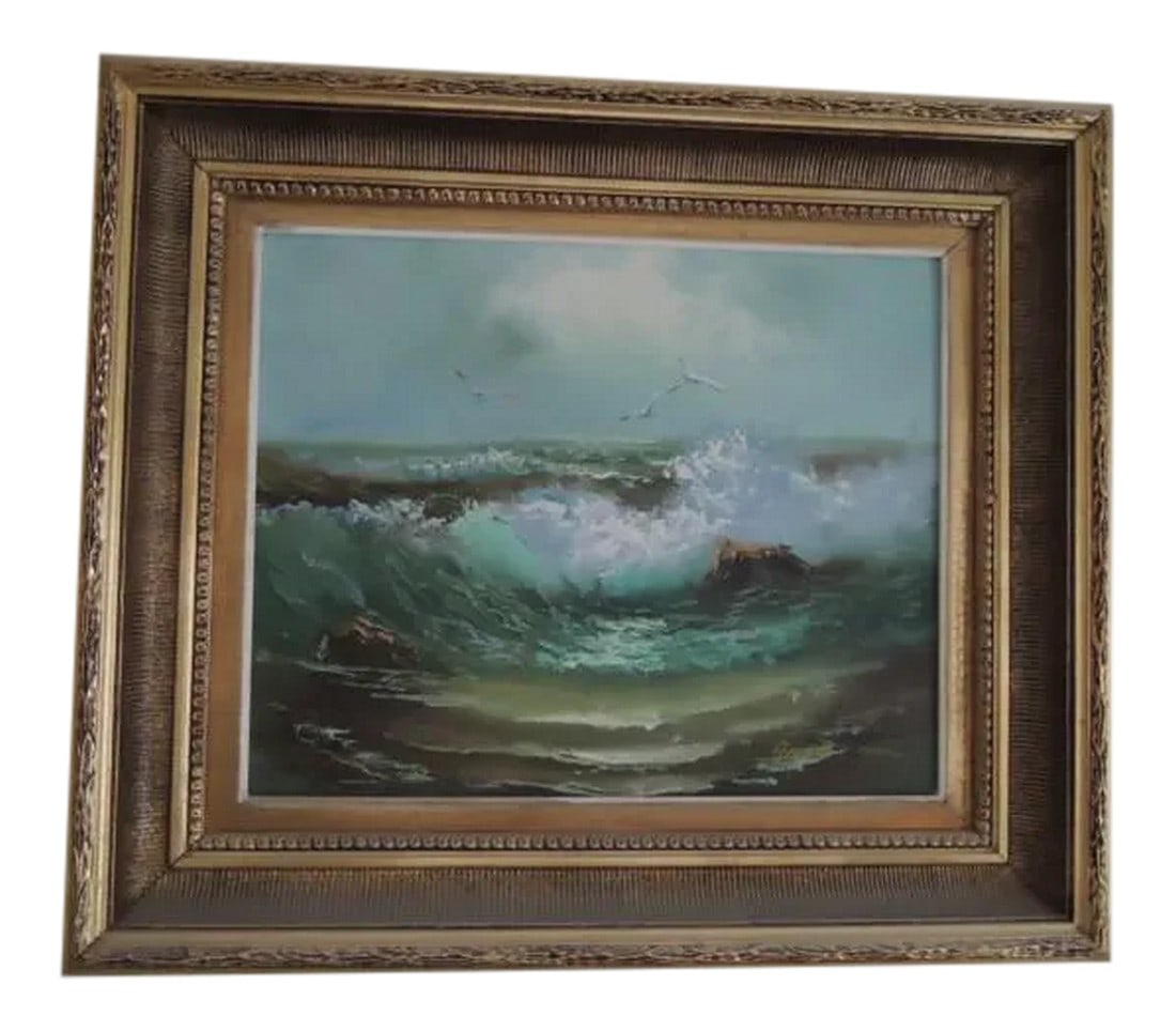 Mid 20th Century "California School of Painters" Seascape Scene Oil Painting by Frank Dixon, Framed (1 of 10)