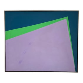 1980s Large Postmodern Geometric Framed Painting