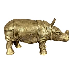 1980s Vintage Bronze Rhino Sculpture