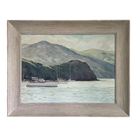 1970s T Paddock Impressionist Nautical Coastal Seascape Signed Oil on Canvas, Framed