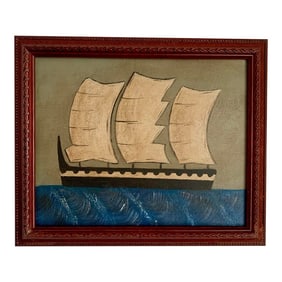 Contemporary Impressionist Style Seascape on Canvas, Framed