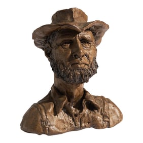 Vintage Male Bust Pottery Sculpture by Roger Pollok