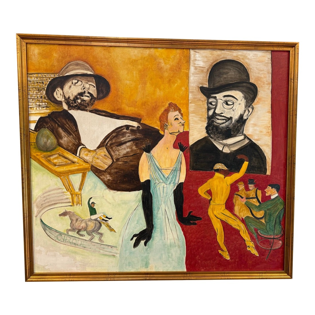 One of a Kind Original Oil on Canvas, School of Henri Toulouse-Lautrec: Large (Restored and Reframed (1 of 4)