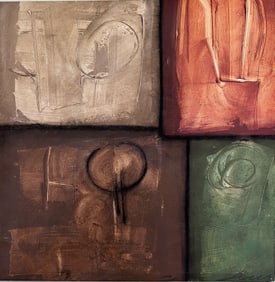 Modern Abstract Geometric Painting Signed Kaulani 2004 | 24x24" Textured Art