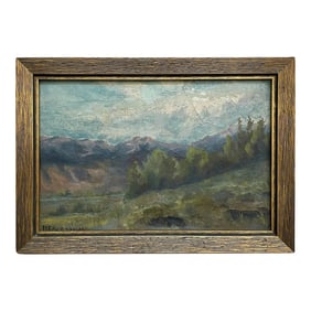 Jd Fitzpatrick Landscape Painting Oil on Panel Original Frame