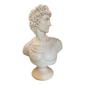 Large Classical Greek Apollo Bust in Stone Powder & Resin