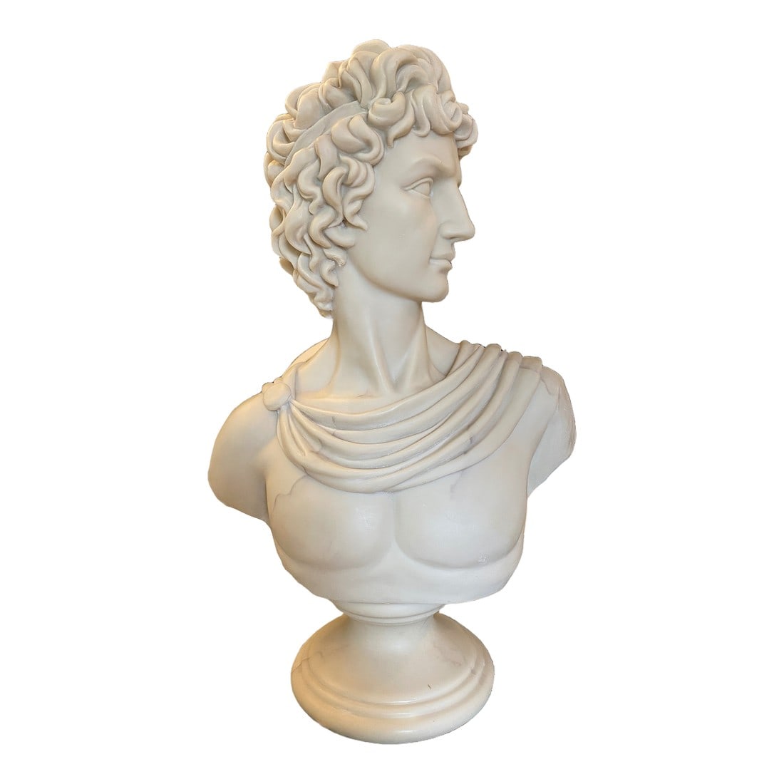 Large Classical Greek Apollo Bust in Stone Powder & Resin (1 of 9)