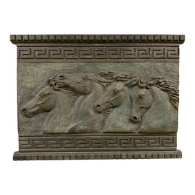 Horses in Bas-Relief Sculptural Plaque by Equestrian Artist Patricia Borum