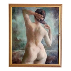 Venus Callipyge Contemporary Ethereal Nude Oil Painting by Archibald J. Webb, Framed