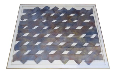 1990s Abstract Pattern Woven Paper Collage by Tammy Price, Framed