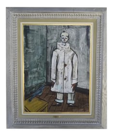 1960s Figurative Oil Painting on Canvas by Charles Levier Signed, Framed