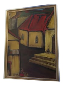 Late 20th Century Large Painting on Artist Board by Ernest Sinnes Signed and Dated