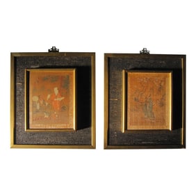 Framed Chinese Paintings on Silk, Pair