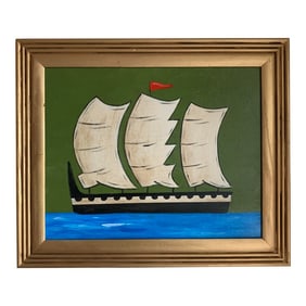 Contemporary Impressionist Style Seascape Painting on Canvas, Framed