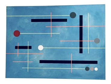 1970s Geometric Acrylic Painting