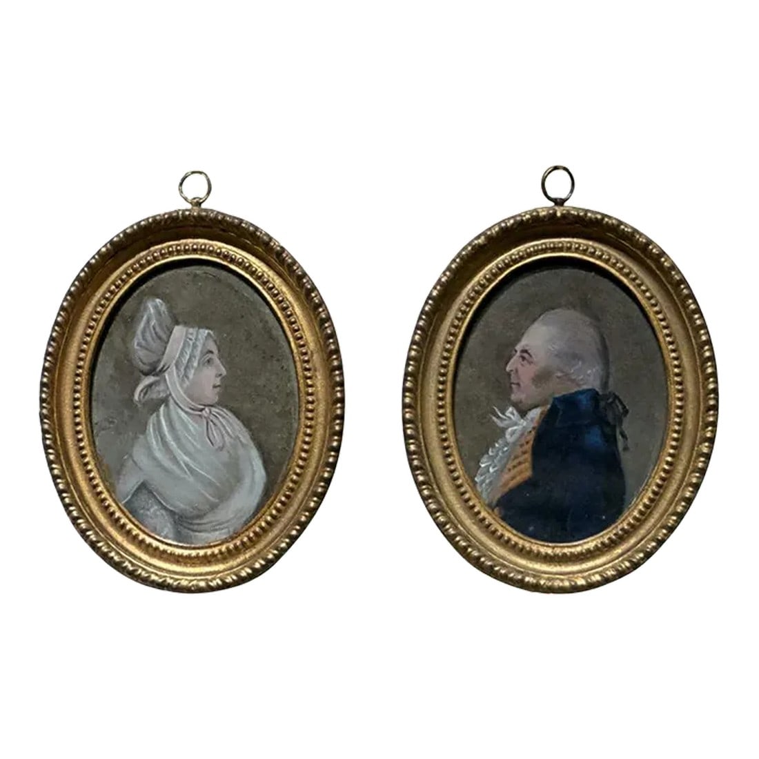Miniature Portraits in Giltwood Frames - A Pair (1 of 5)
