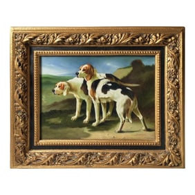 Late 20th Century Oil on Canvas Sporting Dogs Painting