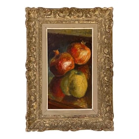 Mid 20th Century Fruits Still Life Oil Painting, Framed