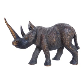 Mid 20th Century African Carved Wood Black Rhinoceros Sculpture