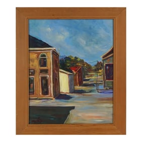 1980s Modernist Pacific Grove Landscape Painting by Deitra "Dee" Hahn Steiner, Framed