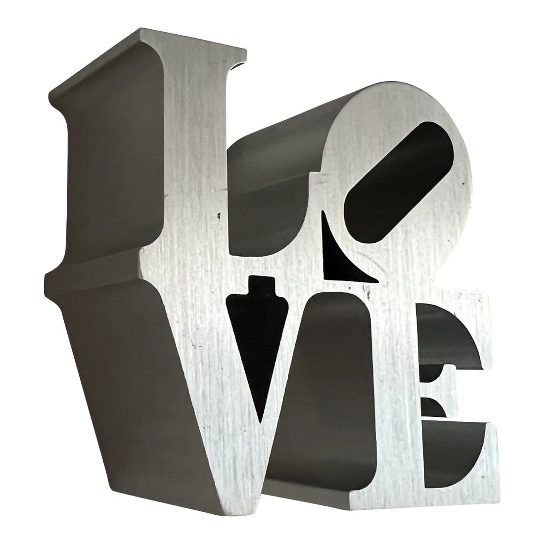 2009 Robert Indiana Metal Sculpture: Robert Indiana Love paperweight Scupture in silver Authorize replica ROBERT INDIANA love Indianapolis Museum of art C 2009 Morgan Art foundation/ARS NY made in the USA Condition: Alterations: Original