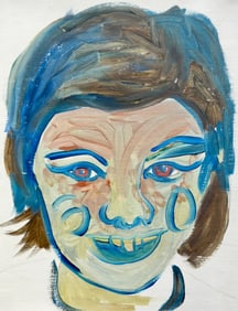 Modern Woman Fauvist Original Portrait Painting on Paper