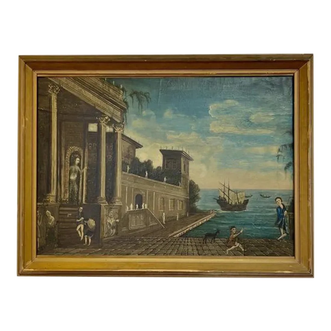 18th Century Naive Figurative Painting of Venice, Framed (1 of 5)