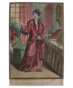 French Antique Fashion Engraving "Homme De QualitÃ©" Robed Man