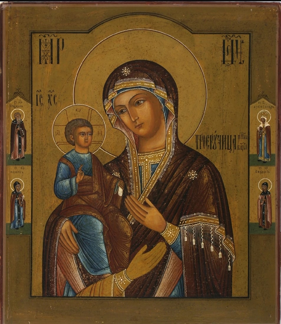 ANTIQUE RUSSIAN 19c HAND PAINTED ICON OF THE THREE HANDED MOTHER OF GOD (1 of 1)