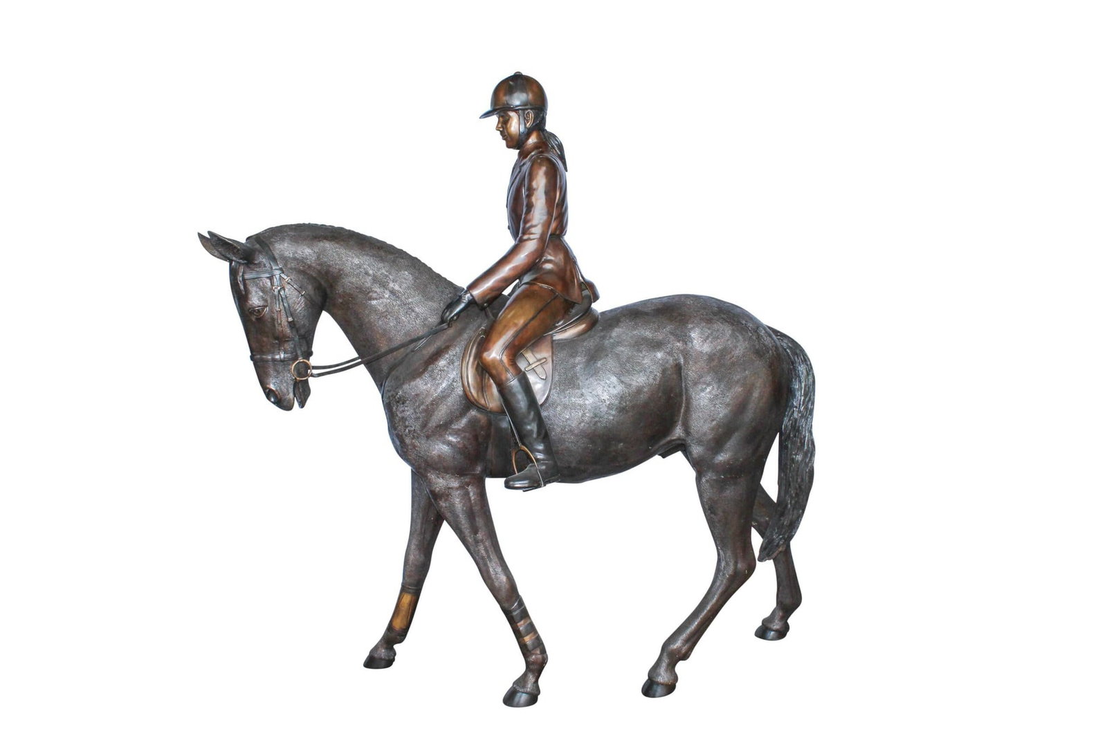 Life Size Bronze Horse and Rider Sculpture Equestrian Art 77" x 31" x 79"H (1 of 10)
