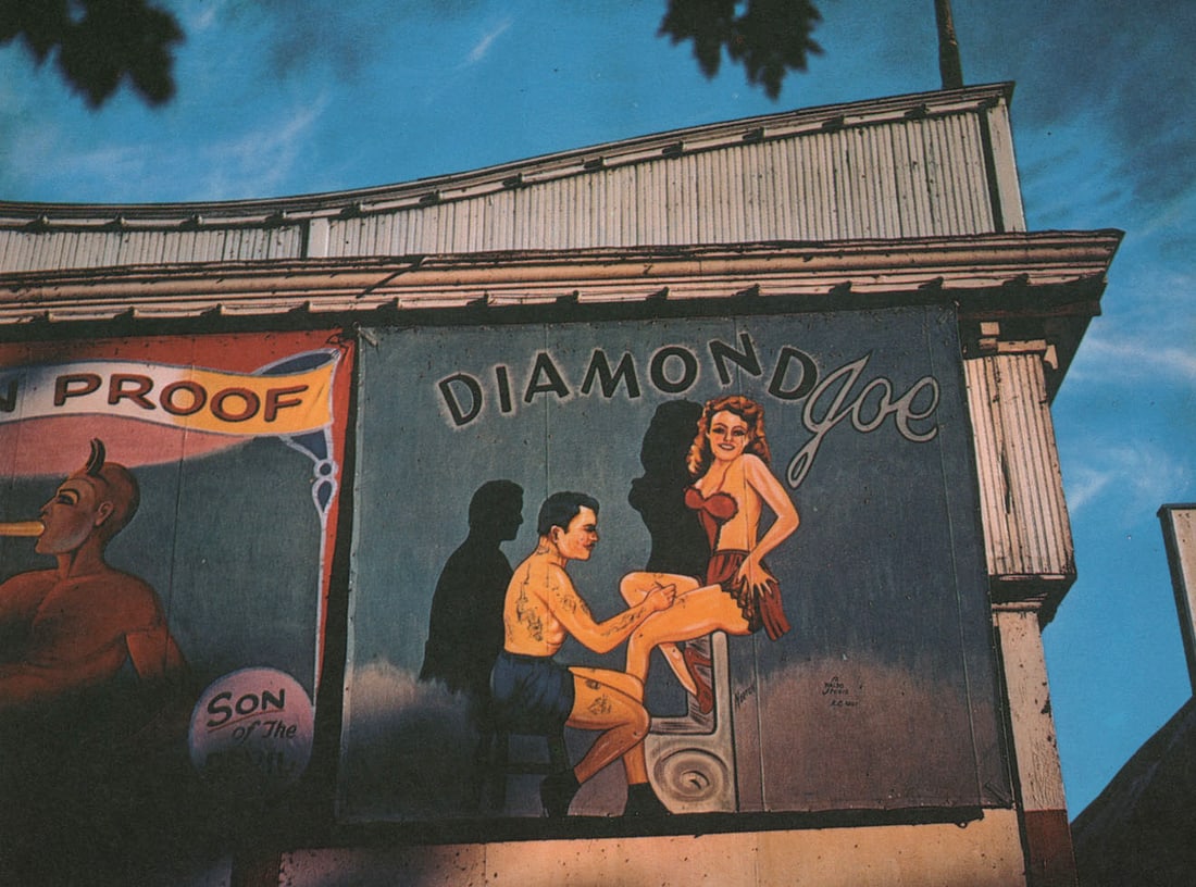 WALKER EVANS - Tattoos-Diamond Joe, 1962: Title: WALKER EVANS - Tattoos-Diamond Joe, 1962 Description: Artist: WALKER EVANS Print Title: Tattoos-Diamond Joe, 1962 Medium: Color Photo-lithograph Printing Date: 1980s Printed in Spain Image Size