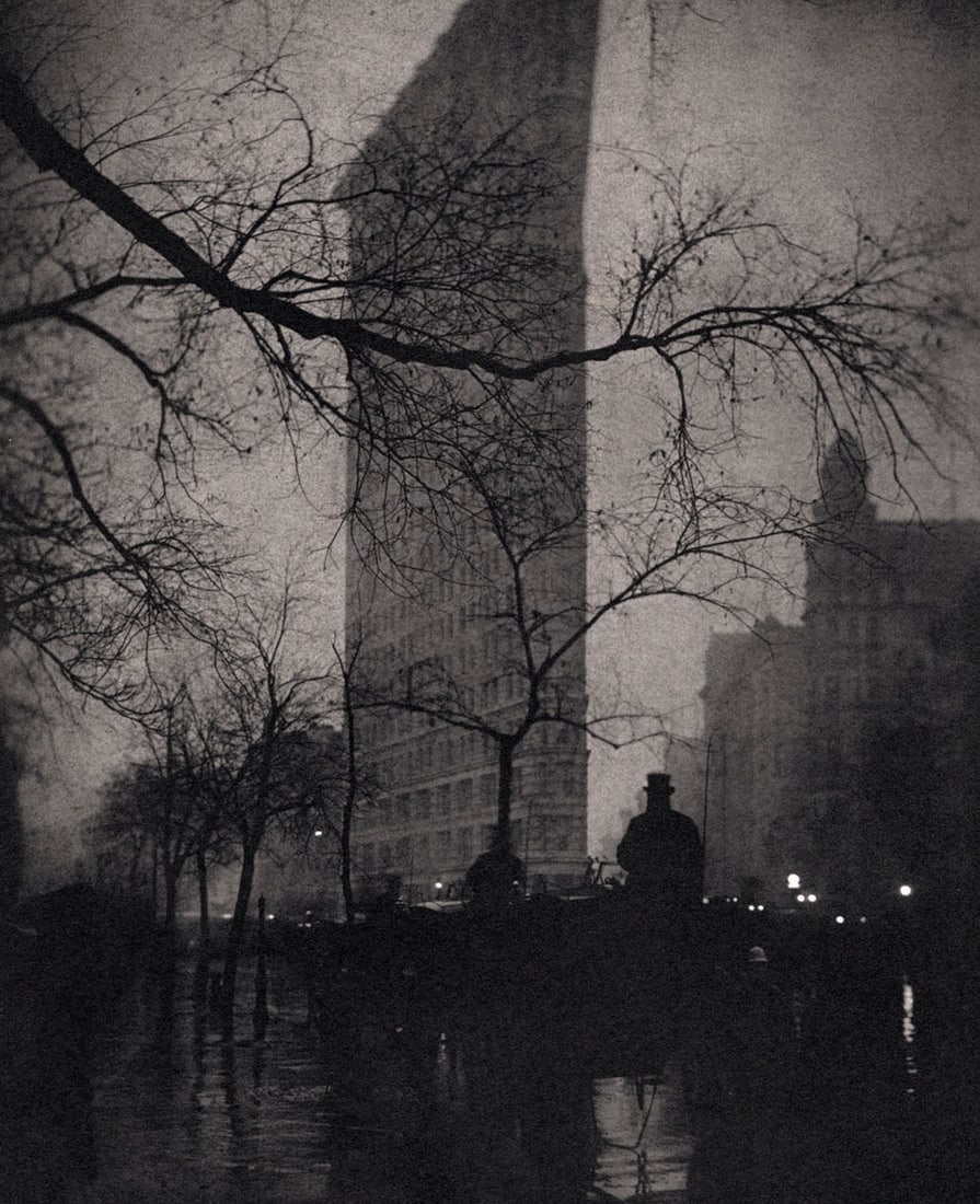 EDWARD STEICHEN - Flatiron Building, NY, Evening, 1905: Title: EDWARD STEICHEN - Flatiron Building, NY, Evening, 1905 Description: Artist: EDWARD STEICHEN Print Title: Flatiron Building, NY, Evening, 1905 Medium: Rare, Sheet-fed Gravure Printing Date: 1960