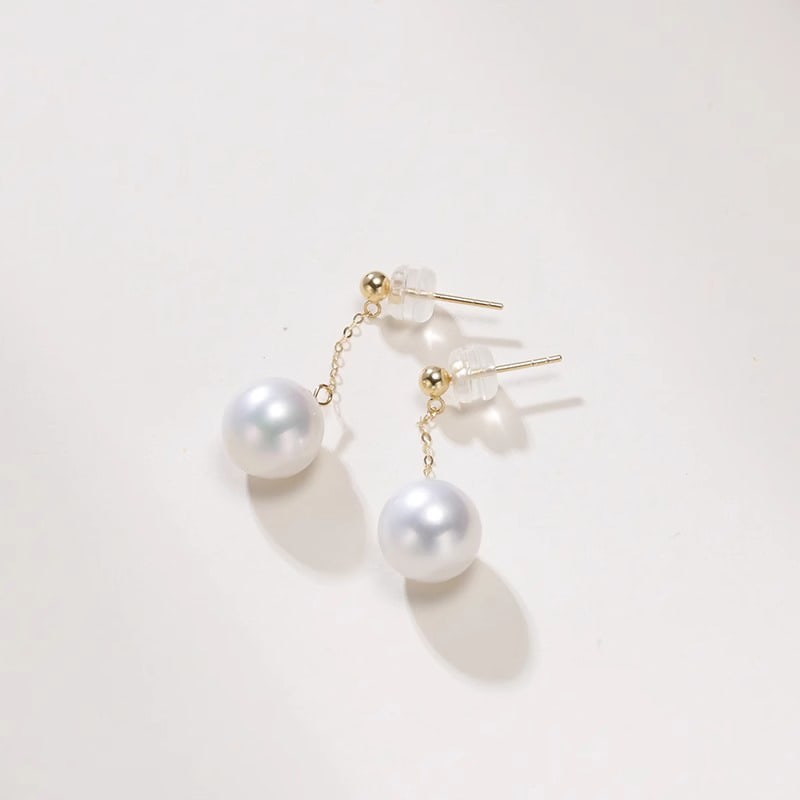 Pearl Stud Earrings Round 18k Gold Jewelry (1 of 3)
