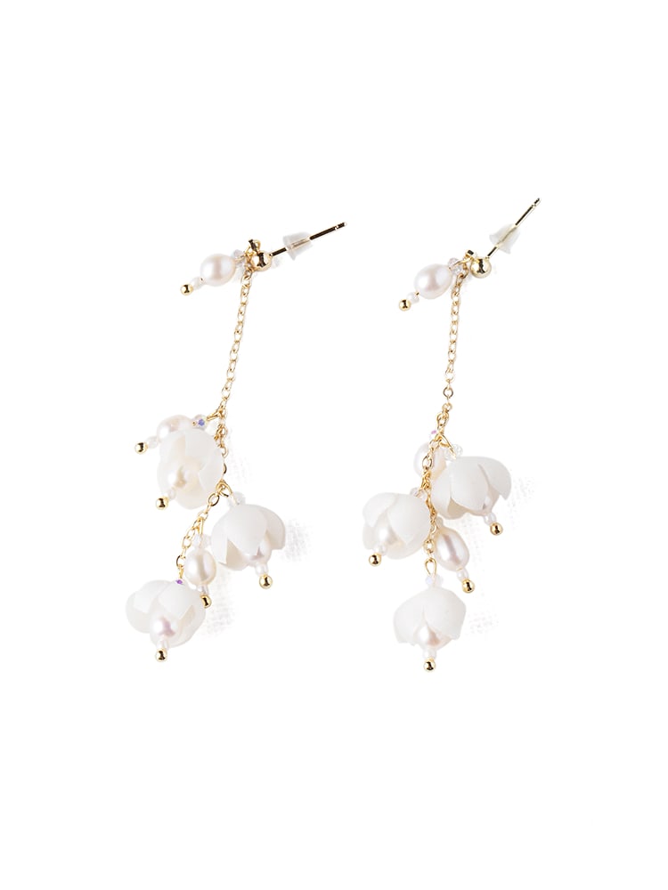 Freshwater Pearl Silk Earrings: Freshwater Pearl Silk Earrings, Material: Gold Plated Copper with Flower: Mulberry Silk Specification: Length 6.5cm Reserve: $200.00 Shipping: Domestic: Shipping rates are determined by destination In