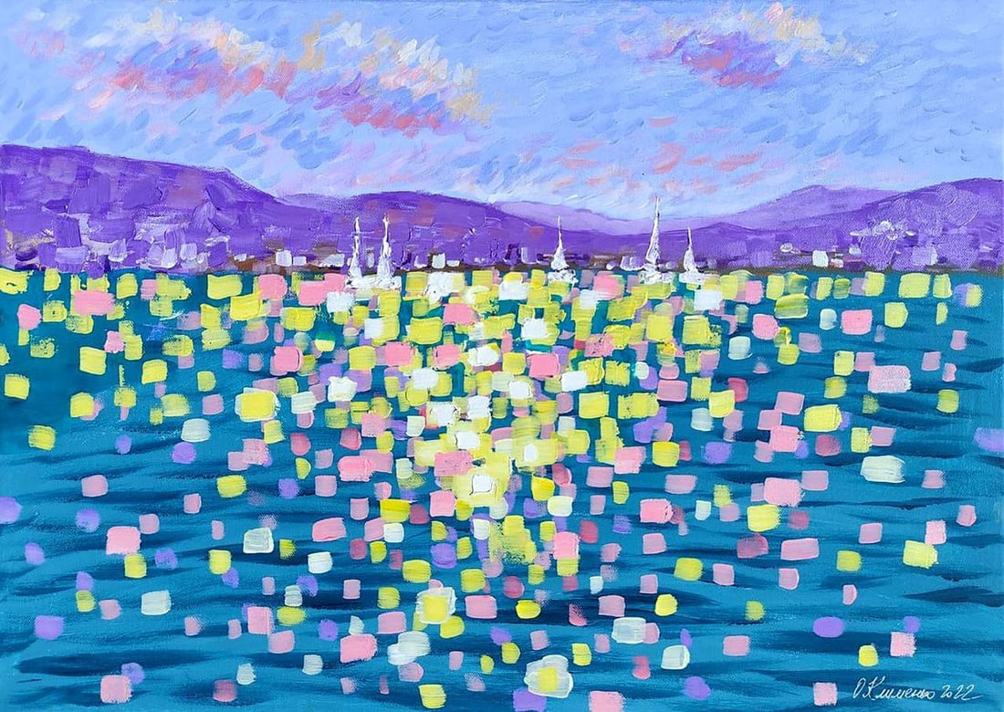 Acrylic painting Cote d'Azur Elena Klimenko (1 of 5)