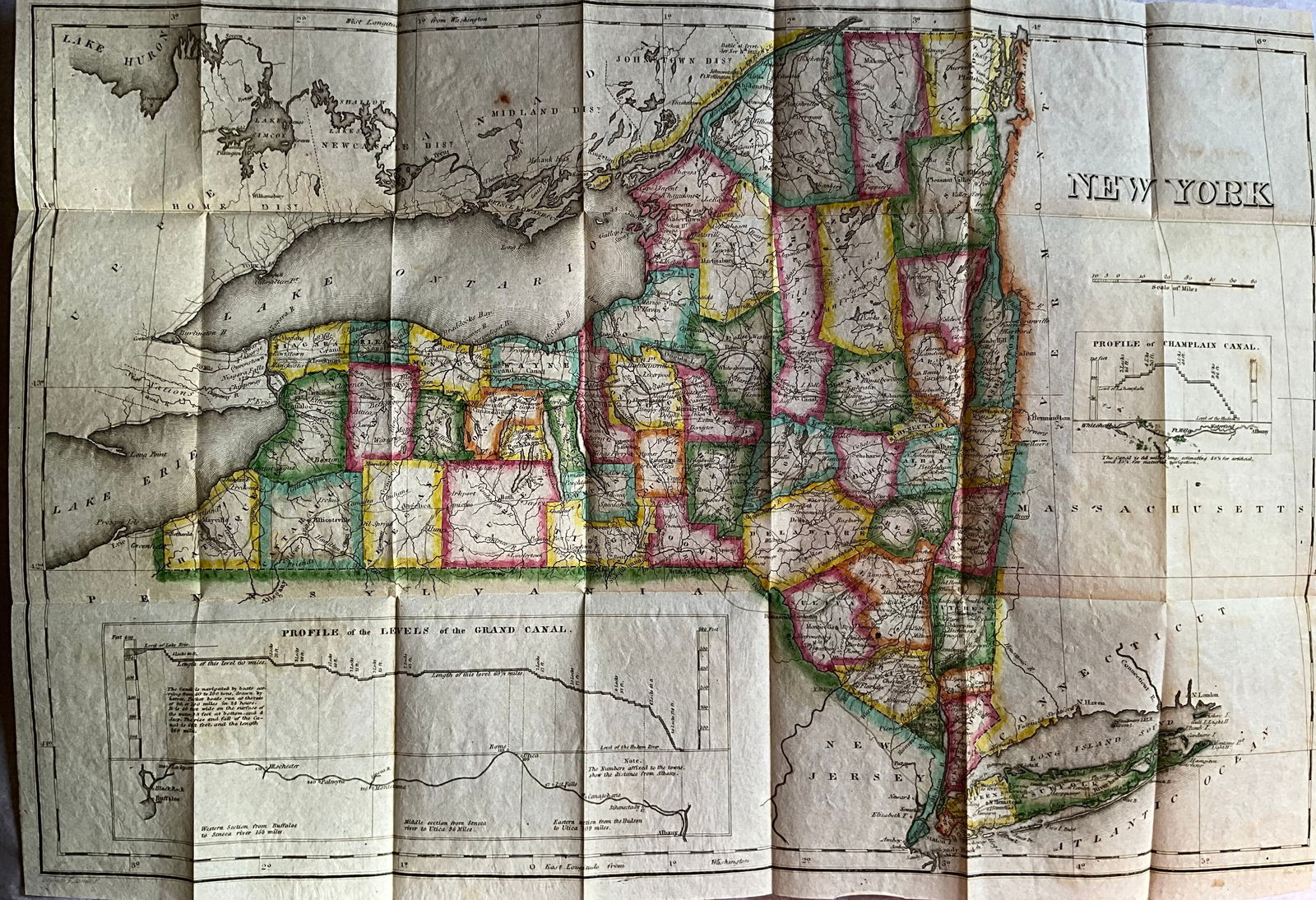 1825 Map of New York State Featuring the Erie Canal By H. Gilpin (Carey & Lea, Philadelphia) (1 of 4)