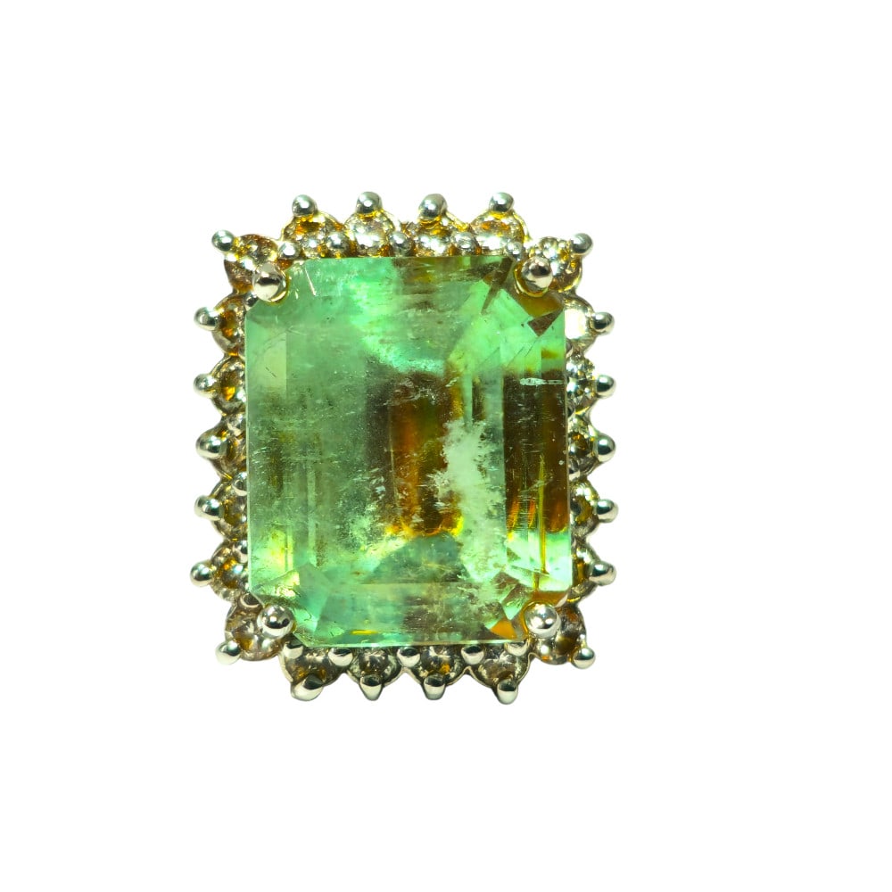 GIA Certified 100% Natural Colombian Emerald Diamond Ring (1 of 5)