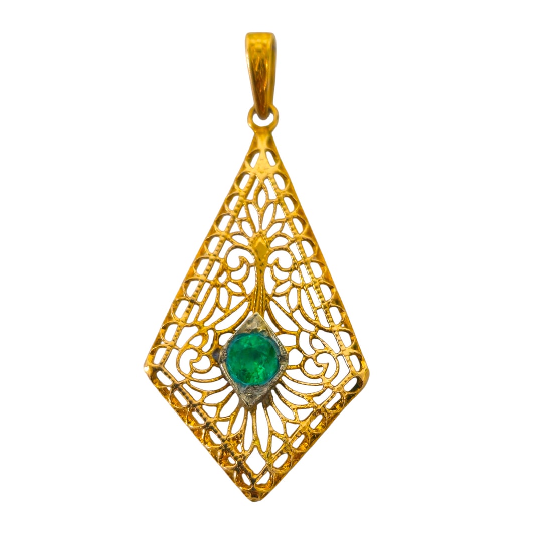 Victorian 0.32 Carat Natural Emerald Pendant For Womens (1 of 4)