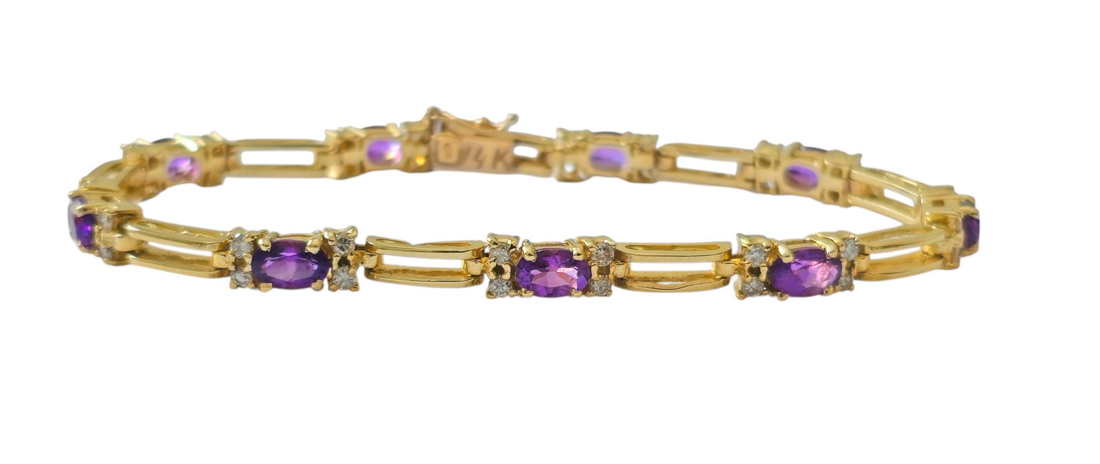 Mid Century Amethyst & Diamond Bracelet in 14k Gold (1 of 4)