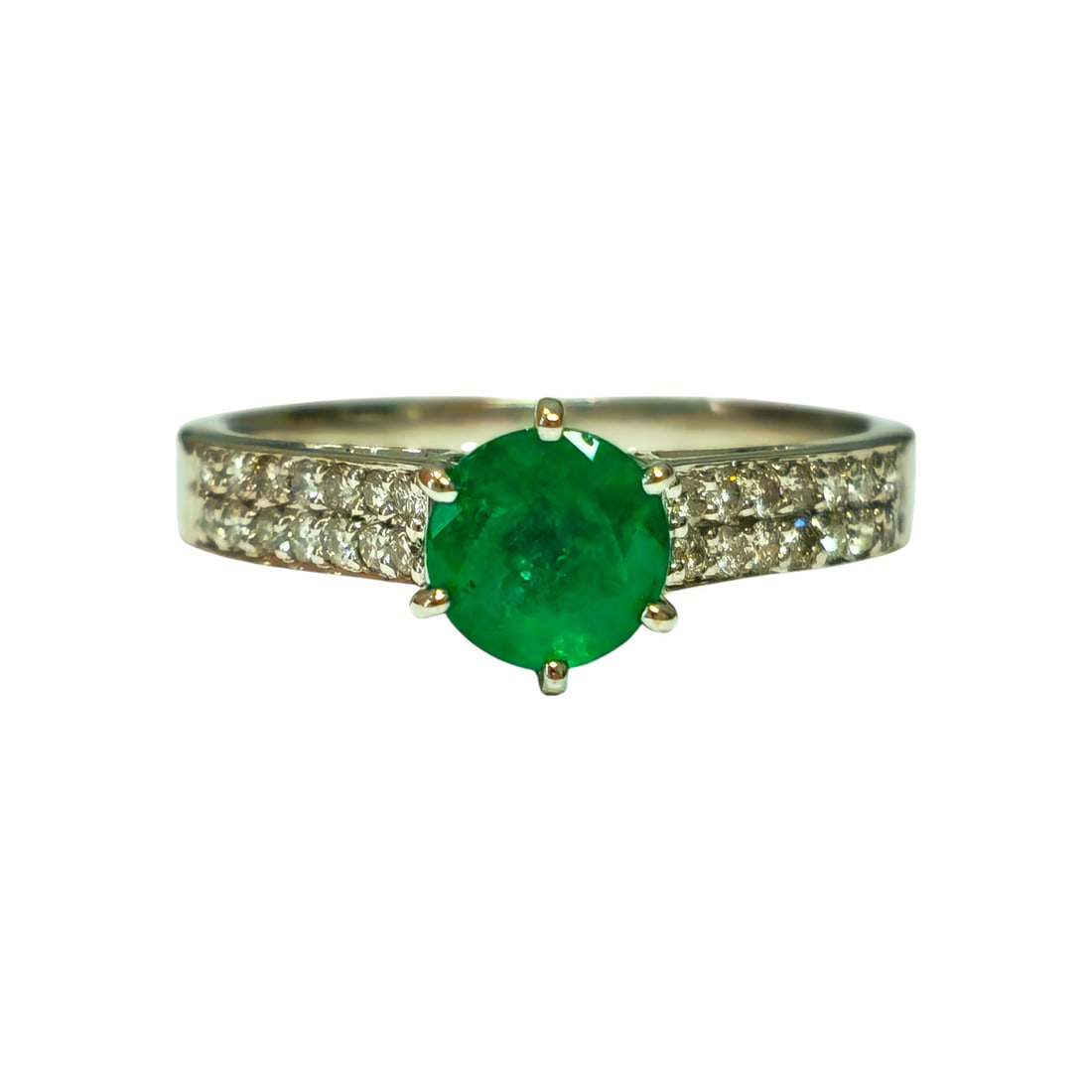 14K gold, 0.50 carat Colombian Emerald and Diamond Ring (1 of 5)