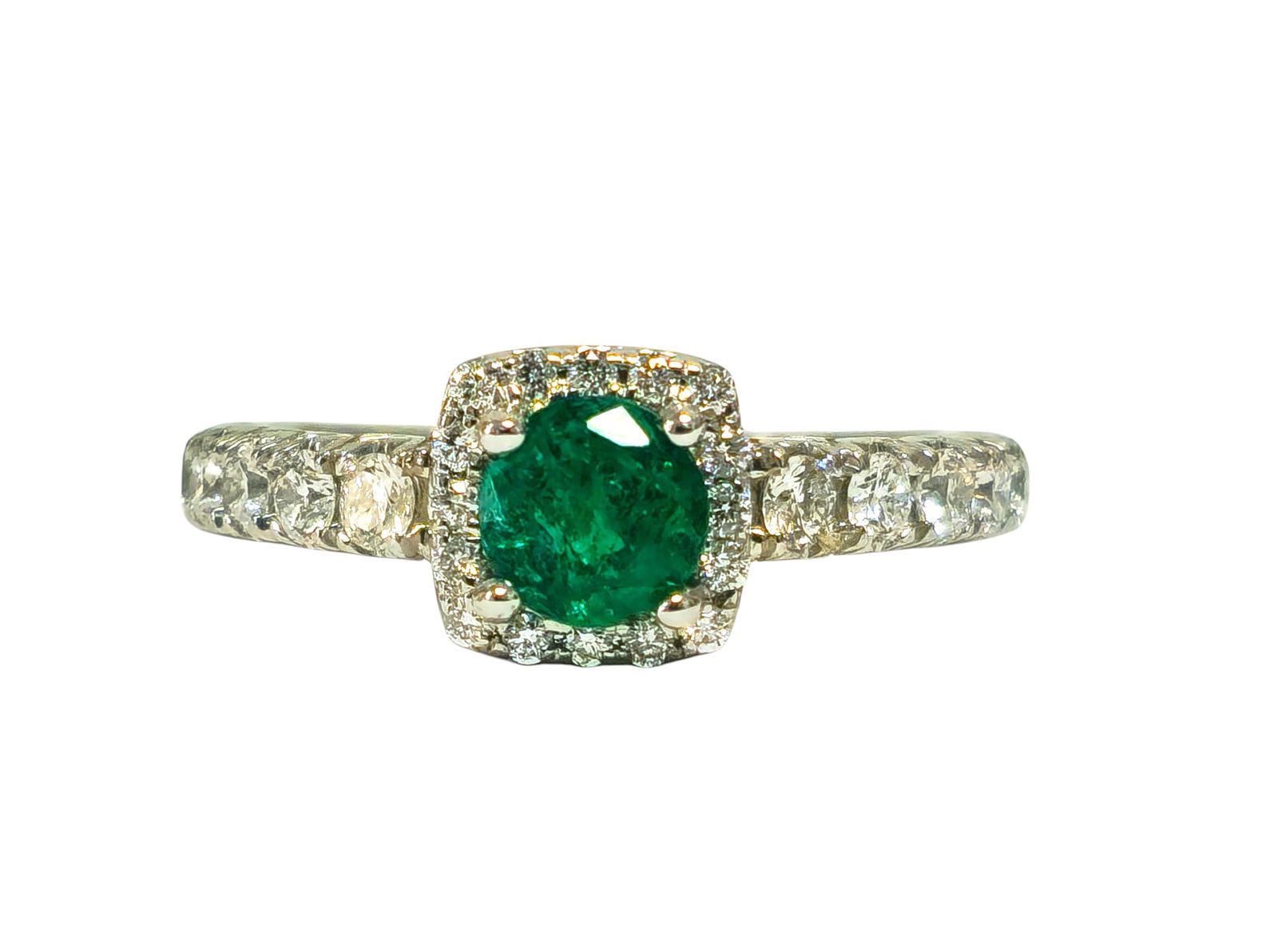 Classic Natural Diamond & Emerald Wedding Engagement Band. (1 of 5)