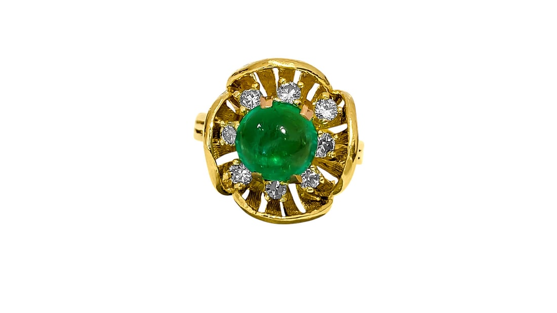 Vintage 18K Gold 2.90 Carat Diamond Emerald Ring (1 of 5)