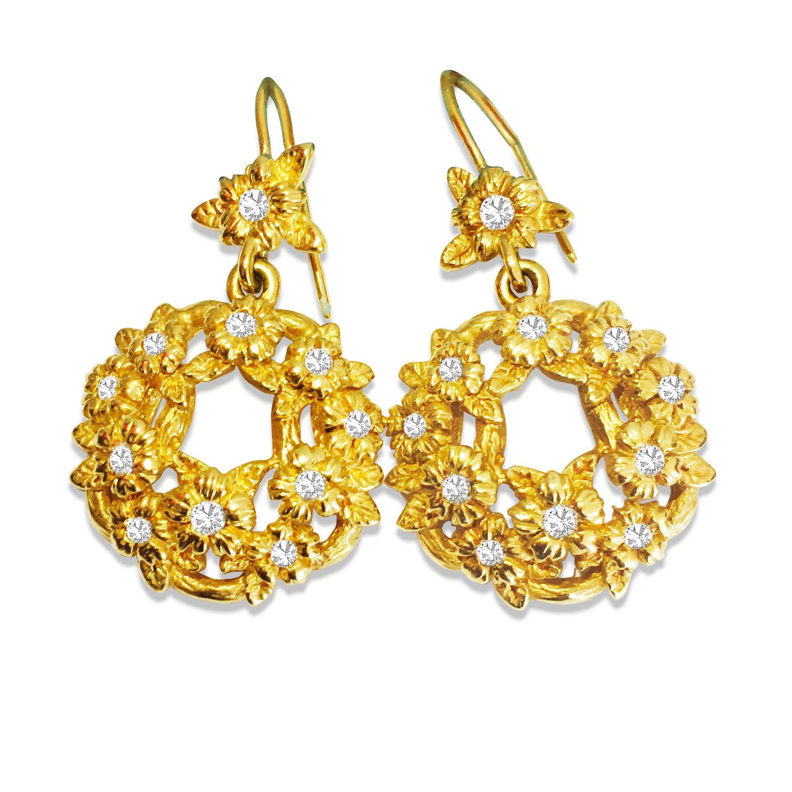 Stephen Dweck 18K Yellow Gold Diamond Dangle Earrings: Title: Stephen Dweck 18K Yellow Gold Diamond Dangle Earrings Description: Metal: 18k yellow gold. TCW of Diamonds: 0.70cts. Clarity: SI. Color: F-G. Round brilliant cut diamonds. Brand: Stephen Dweck