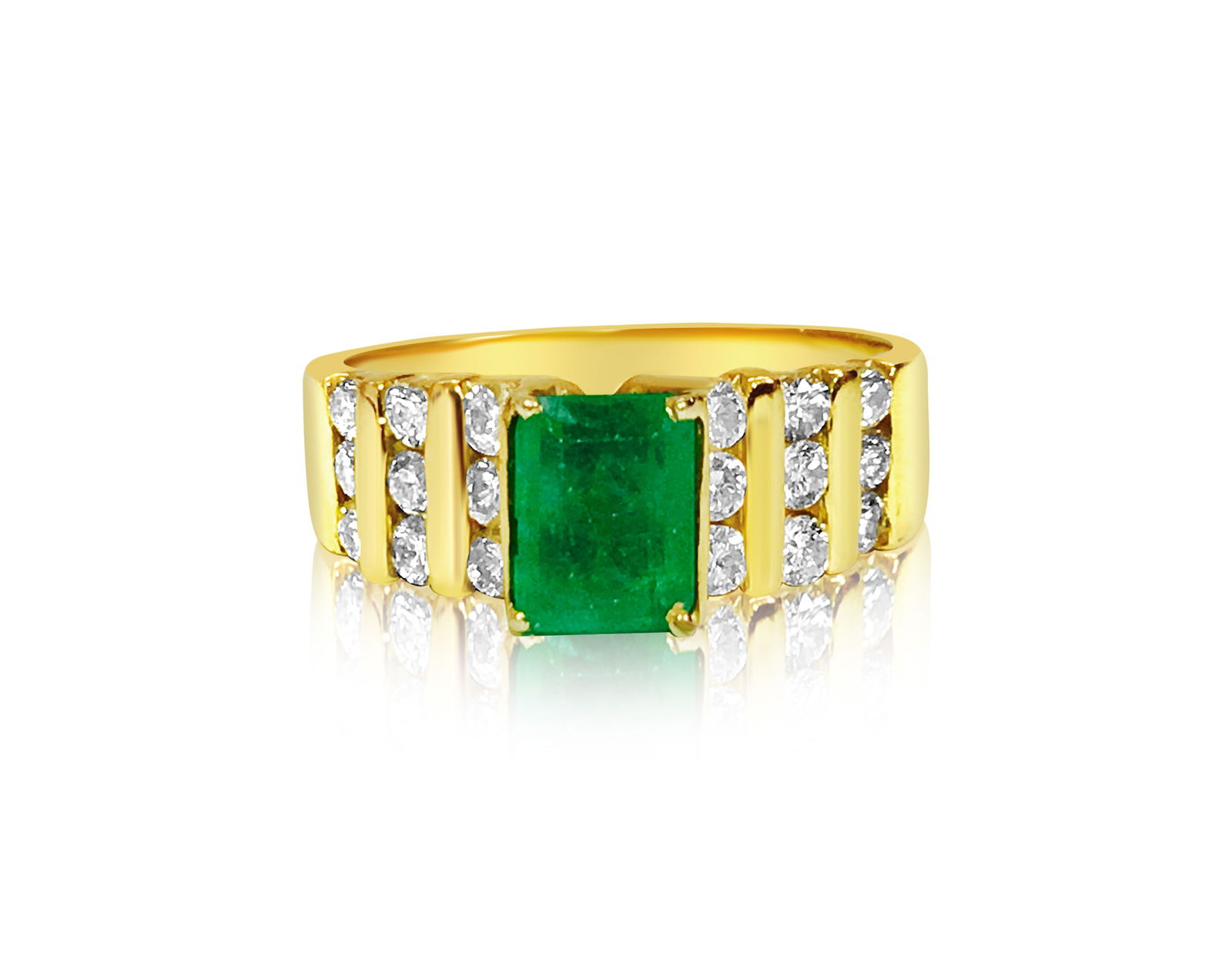 14k Yellow Gold. 2.70 Carat Diamond Emerald Ring (1 of 4)