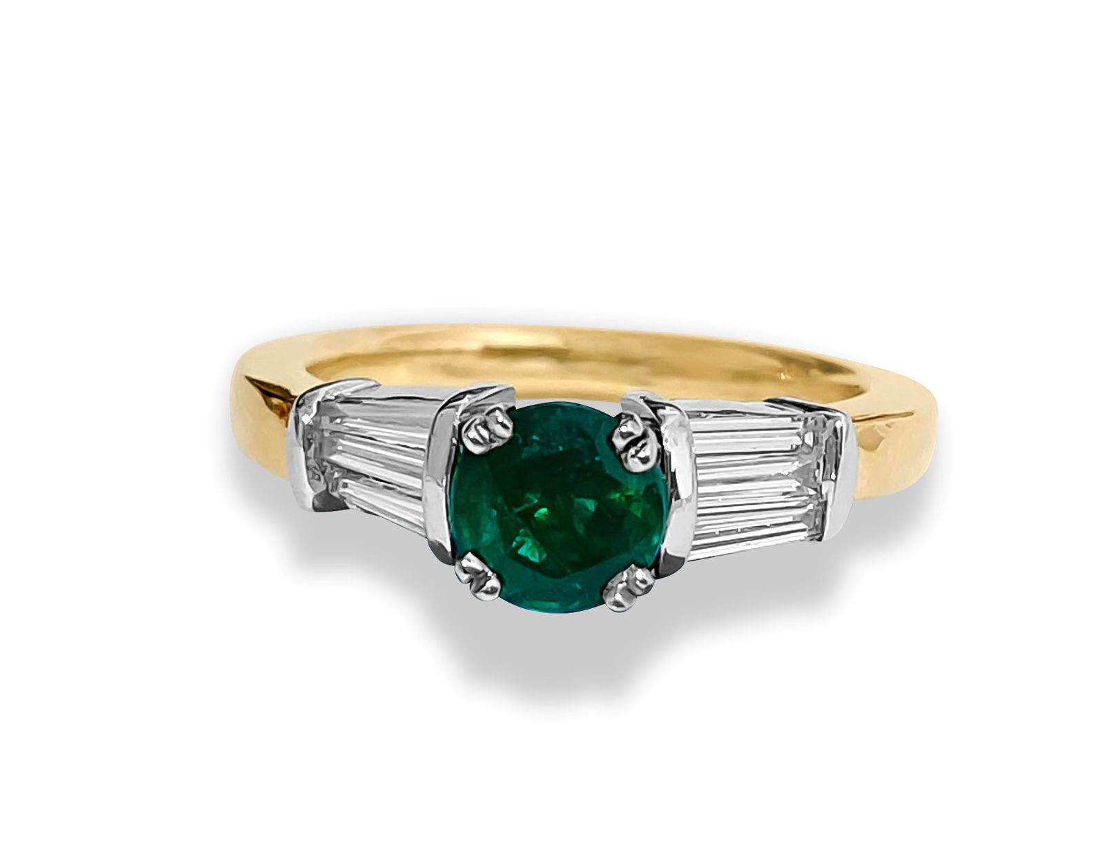 Vintage 14k Gold, Emerald & Diamond Engagement Ring (1 of 5)
