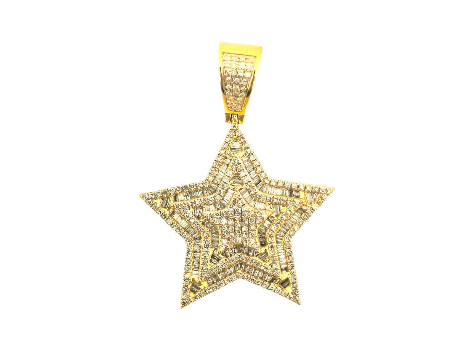 Iced Out Star Motif Diamond Pendant in 10kt Yellow Gold (1 of 5)