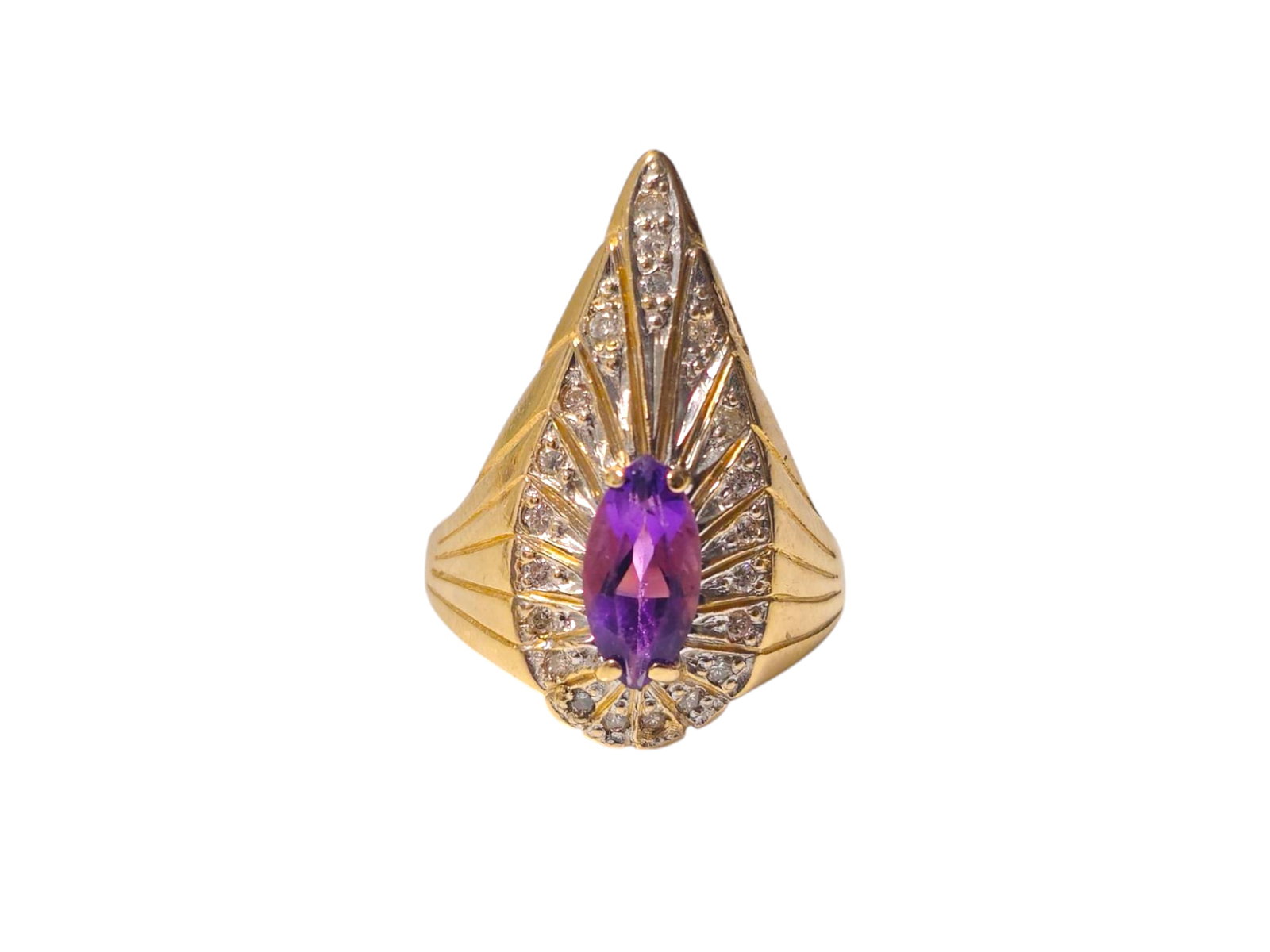 Art Deco Amethyst & Diamond Ring in 14k Gokld. (1 of 5)