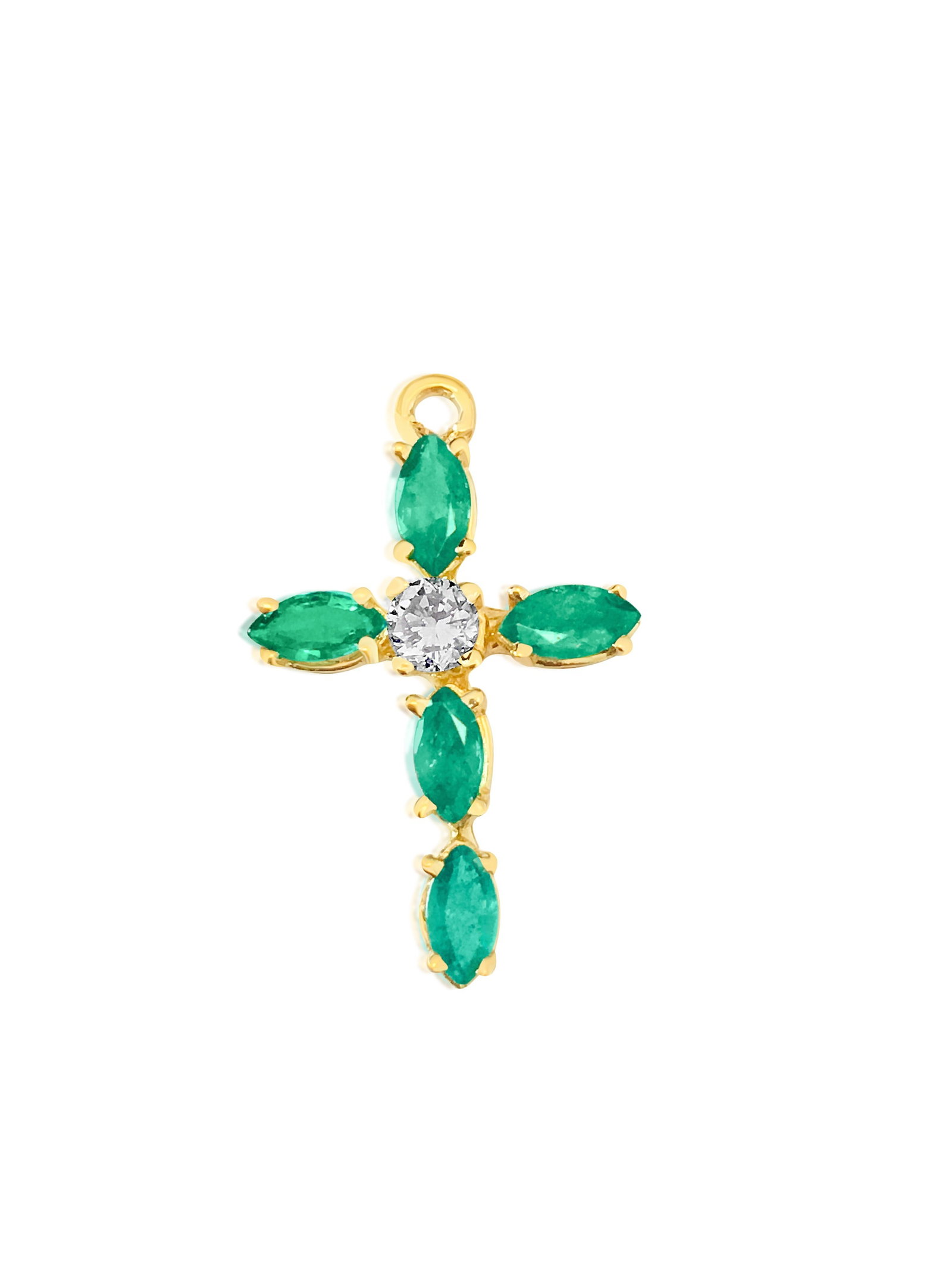 Vintage Religious Diamond & Emerald Cross in 14K (1 of 4)