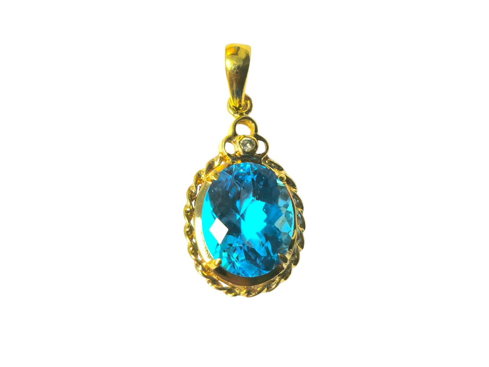 Aquamarine & Diamond Pendant in 14k Gold (1 of 5)