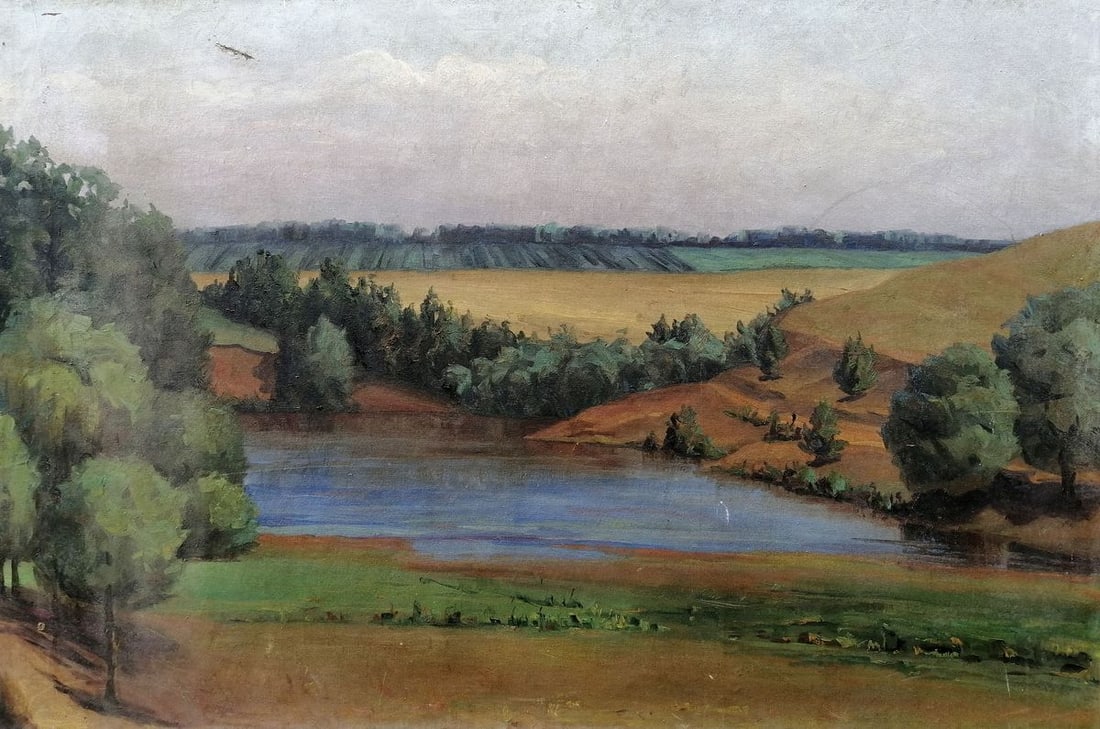 Oil painting Forest Lake Unknown artist (1 of 10)